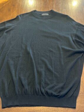 Baracuta Men's XL Black Silk Cotton Short Sleeve Knit Sweater Quiet Luxury